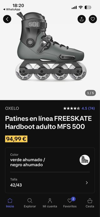 Patines FREESKATE Oxelo MFS 500 Adulto