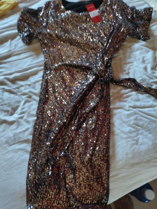 Vestido fiesta lentejuelas oro y plata Talla L
