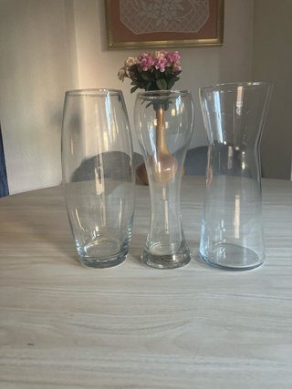 Juego 3 jarrones cristal transparentes