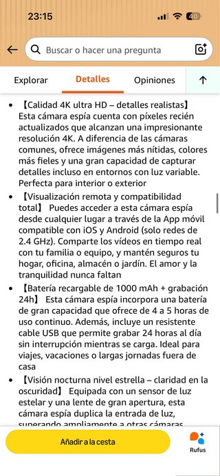 Camara Espia 4K Mini WiFi