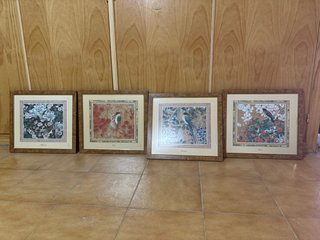 4 Cuadros Aves y Flores