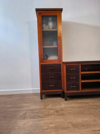 Conjunto Muebles Salón Modular Madera Oscura
