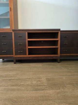 Conjunto Muebles Salón Modular Madera Oscura