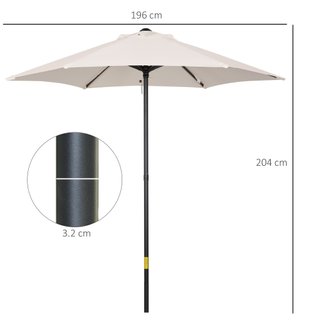 Ombrellone da Giardino 2x2m Rotondo con Palo Crema