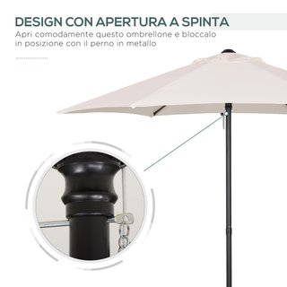 Ombrellone da Giardino 2x2m Rotondo con Palo Crema