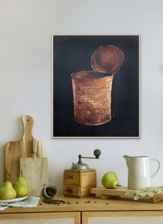 Cuadro original lata oxidada pintado a mano