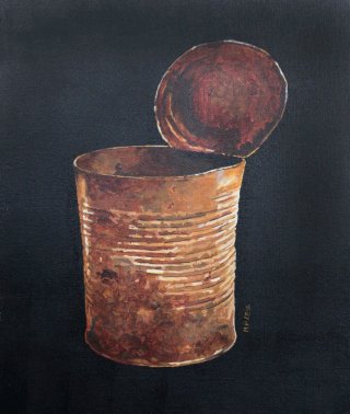 Cuadro original lata oxidada pintado a mano