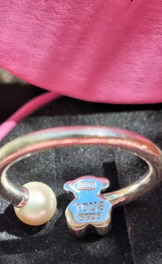 Anillo Tous Oso y Perla Ajustable