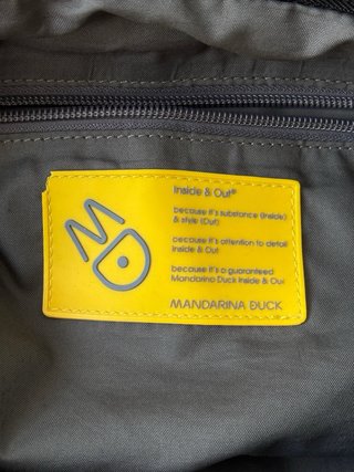 Bolso Mandarina Duck Negro Nylon y Ante