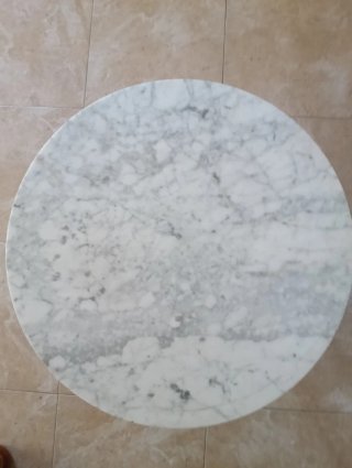 Mesita auxiliar mármol y madera años 70