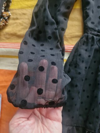 Vestido Zara negro topos gasa nuevo etiqueta