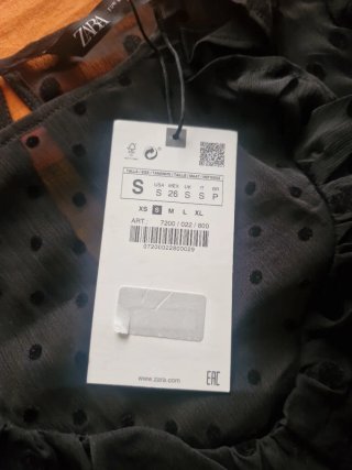 Vestido Zara negro topos gasa nuevo etiqueta