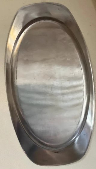 Vassoio Ovale Vintage Acciaio e Oro 24kt