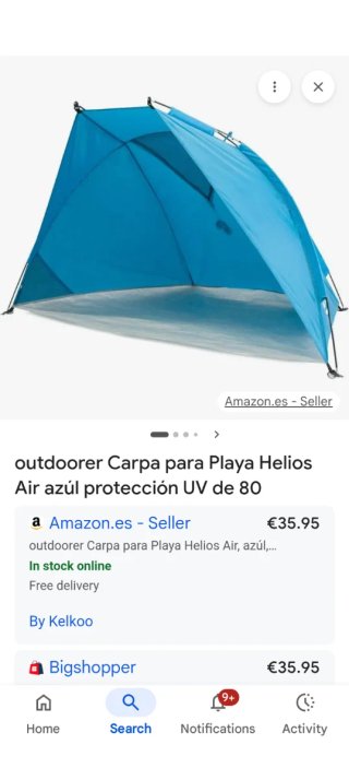 Carpa Playa Helios Air Azul UV80
