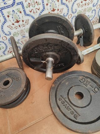 Juego de pesas y mancuernas