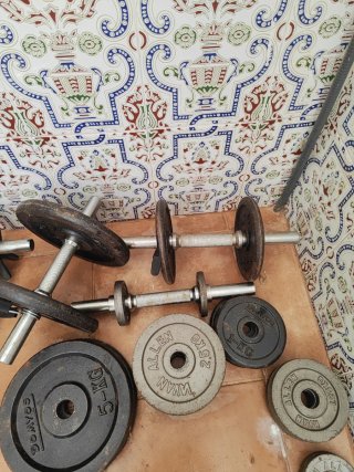 Juego de pesas y mancuernas