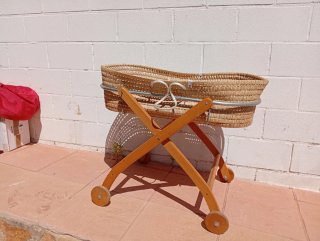 Cuna Moisés Vintage Mimbre y Madera