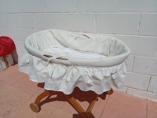 Cuna Moisés Vintage Mimbre y Madera