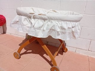 Cuna Moisés Vintage Mimbre y Madera