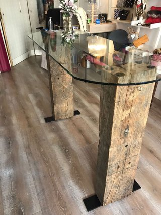 TRES MESAS DE CRISTAL TEMPLADO S/TRAVIESAS MADERA