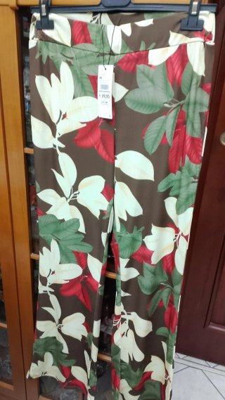 Pantaloni fantasia floreale marrone XL