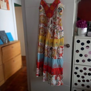 Vestido largo estampado multicolor