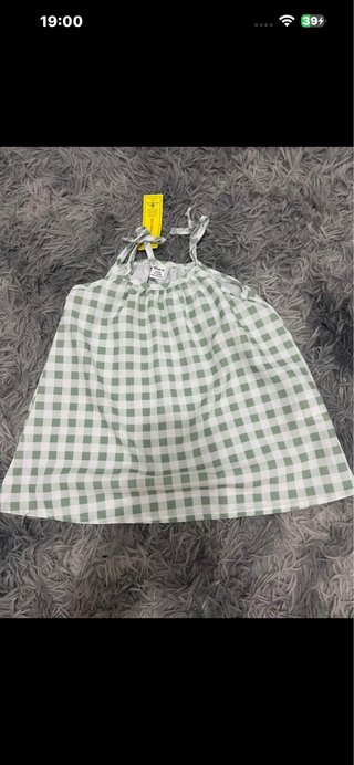 Vestido de bebé cuadros verde SHEIN