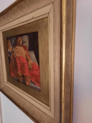 Quadro Naif Cristo Morto 42x35 cm