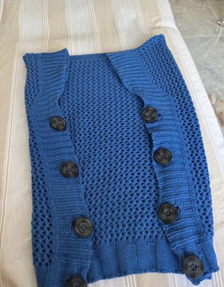 Poncho azul con botones Hecho a mano
