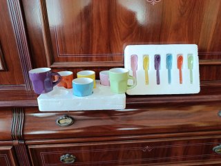 Conjunto 6 Tazas y 6 Cucharillas Cerámica