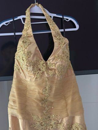 Vestido dorado pedrería L/XL