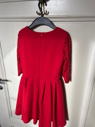 Vestito bambina rosso pizzo 6 anni