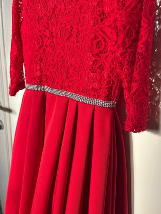Vestito bambina rosso pizzo 6 anni