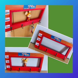 Quadro appendichiavi Diorama Topo Gigio in Legno