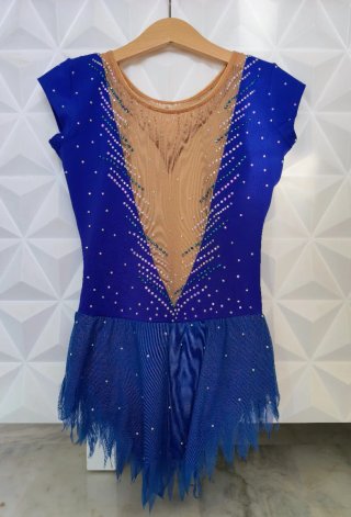 Maillot patinaje artístico azul y plata