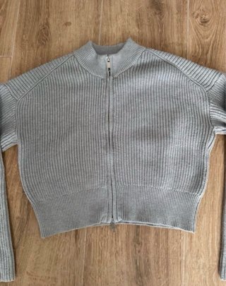 Chaqueta punto gris cremallera Pull&Bear