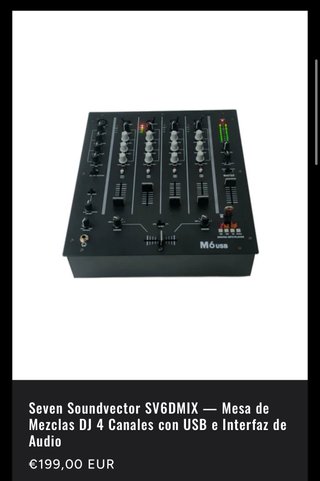 Mesa de Mezclas DJ Soundvector SV6DMIX USB