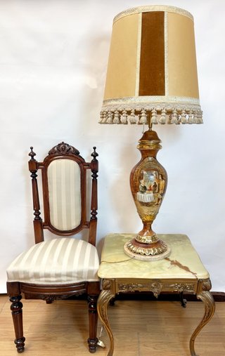Lámpara de mesa porcelana y latón