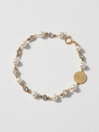 Pulsera 100% Oro 18k Comunión Perlas y Circonitas