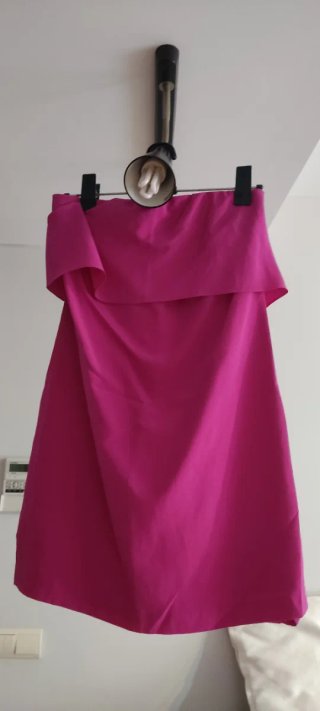 Vestido corto fiesta volante fucsia