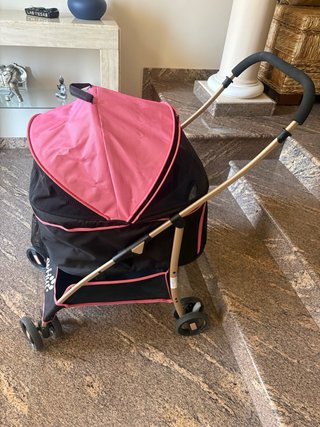 Carrito para perro/gato negro y rosa