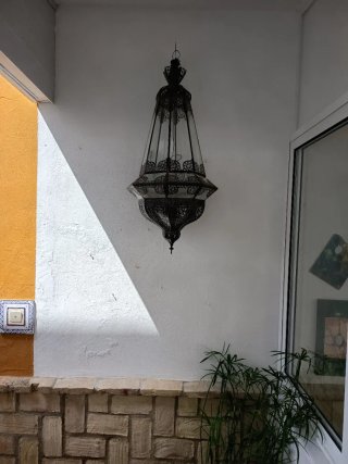 Lámpara árabe de metal y Cristal