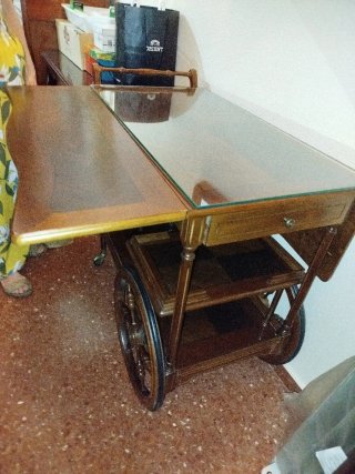Carrito camarera vintage madera y cristal