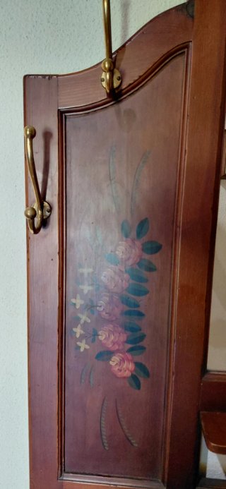 Mueble recibidor antiguo madera espejo.