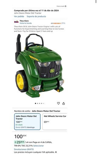 Tractor John Deere Juguete Verde