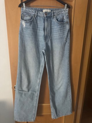 Pantalones vaqueros rectos desgastados talla L