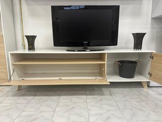 Mueble TV Salón Blanco y Madera