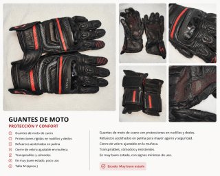 Guantes Moto Verano Cuero Protecciones
