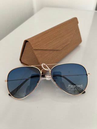 Gafas de Sol Aviador Polarizadas Azules y Doradas
