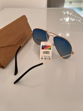 Gafas de Sol Aviador Polarizadas Azules y Doradas